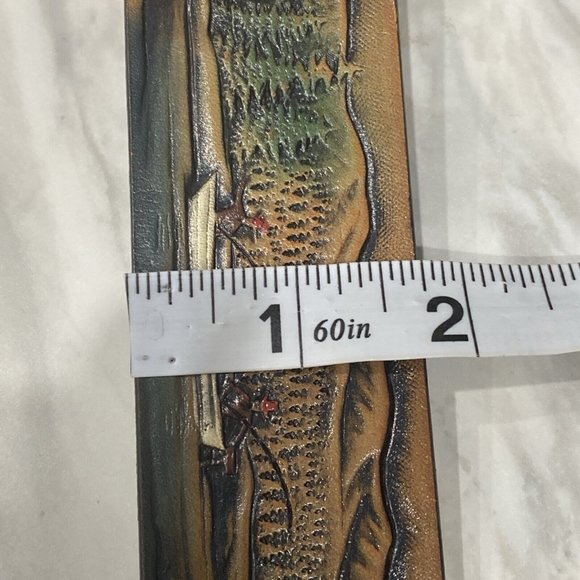 Rain Tree 1978 Gold Buckle Moose LATITAN Leather Artisan Hand Stained Belt 36 - Picture 10 of 10